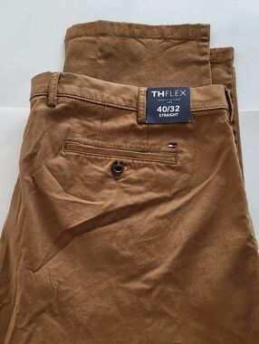 Tommy Hilfiger Flex chino Pants Straight fit FLAG logo Size 40/32 Brown